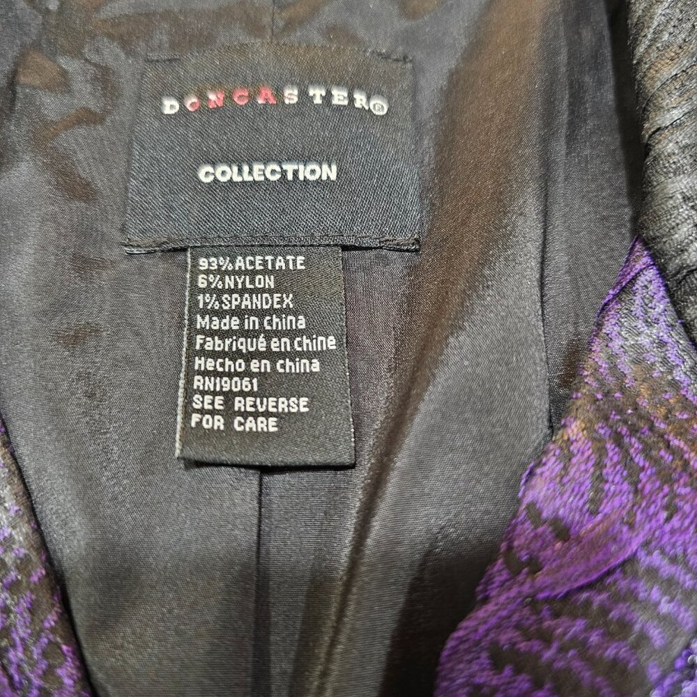 Women's Doncaster Black & Purple Dressy Ruched Blazer Jacket Size 14 - Picture 6 of 7